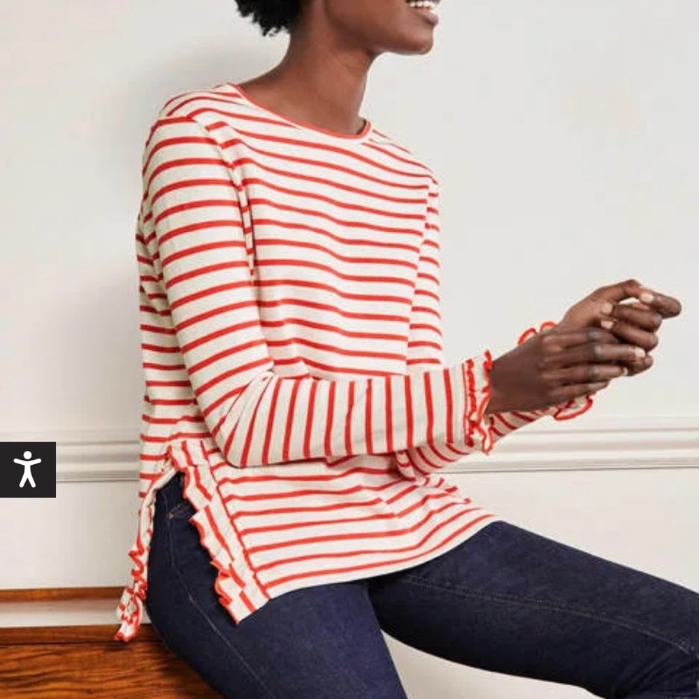 Boden Frilled Side Split Jersey Top Size 2